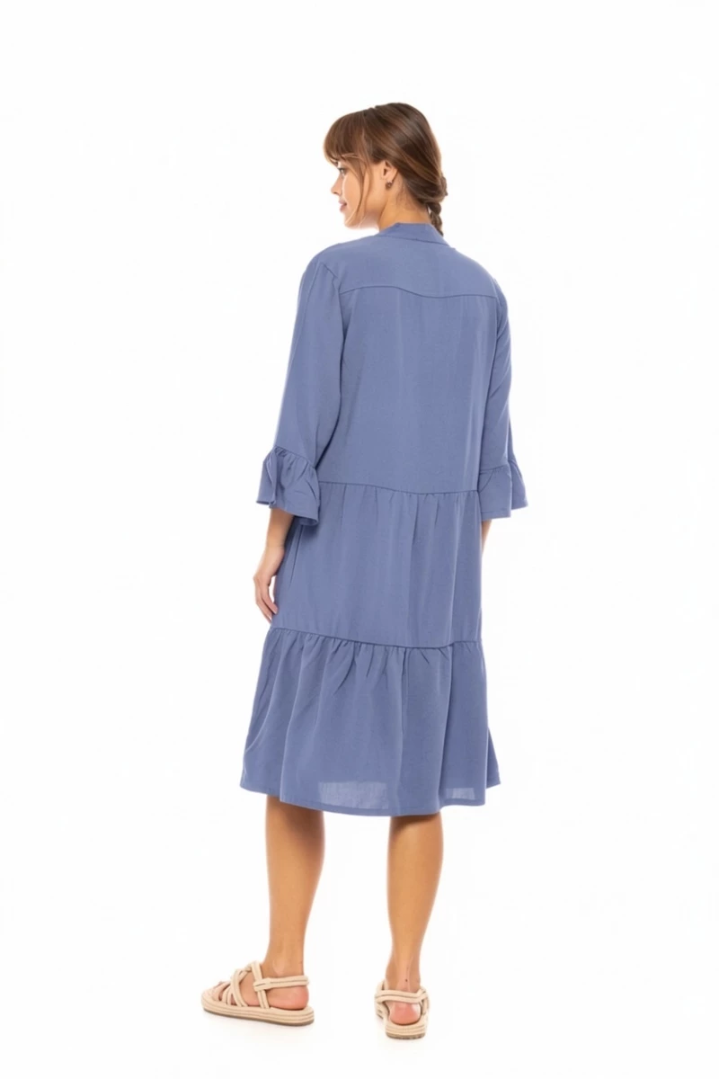 Γυναικείο Beachdress Pink Label -  Φόρεμα Midi - Cosmos Blue - Regular Fit - Viscose
