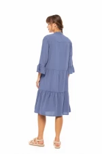 Γυναικείο Beachdress Pink Label -  Φόρεμα Midi - Cosmos Blue - Regular Fit - Viscose