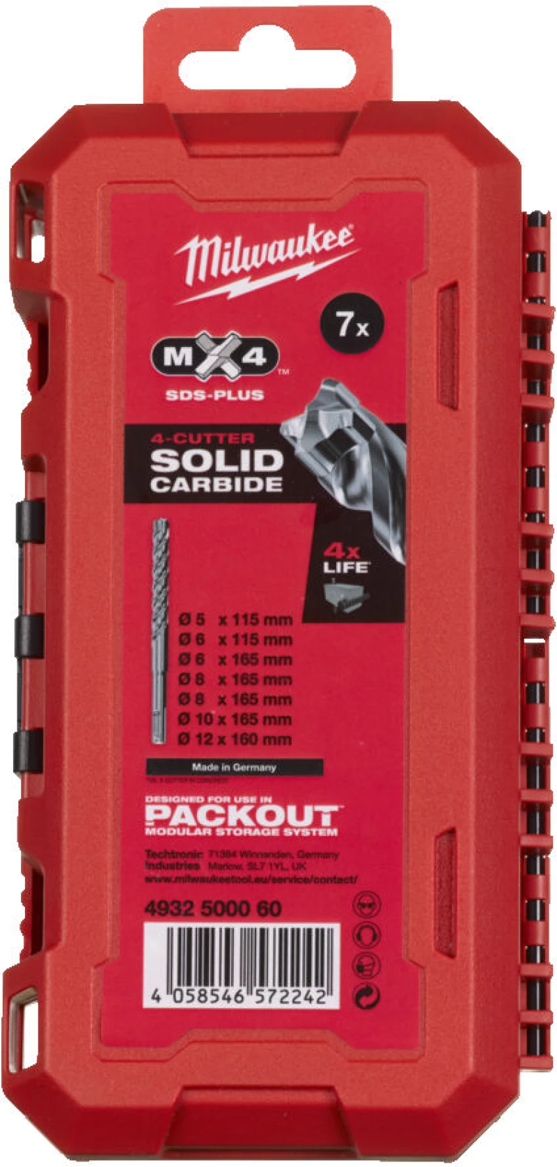 Milwaukee - Σετ τρυπάνια SDS-plus 4 κοπών 7 τεμ New Gen. 4932500060
