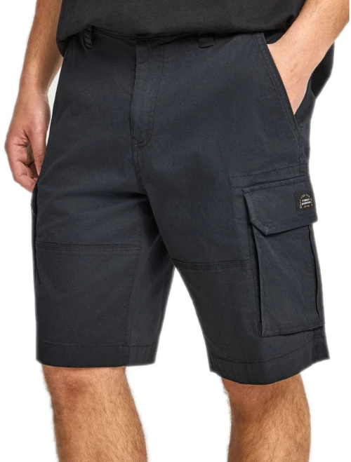 FUNKY BUDDHA Ανδρική μαύρη βερμούδα cargo FBM013-030-03 BLACK