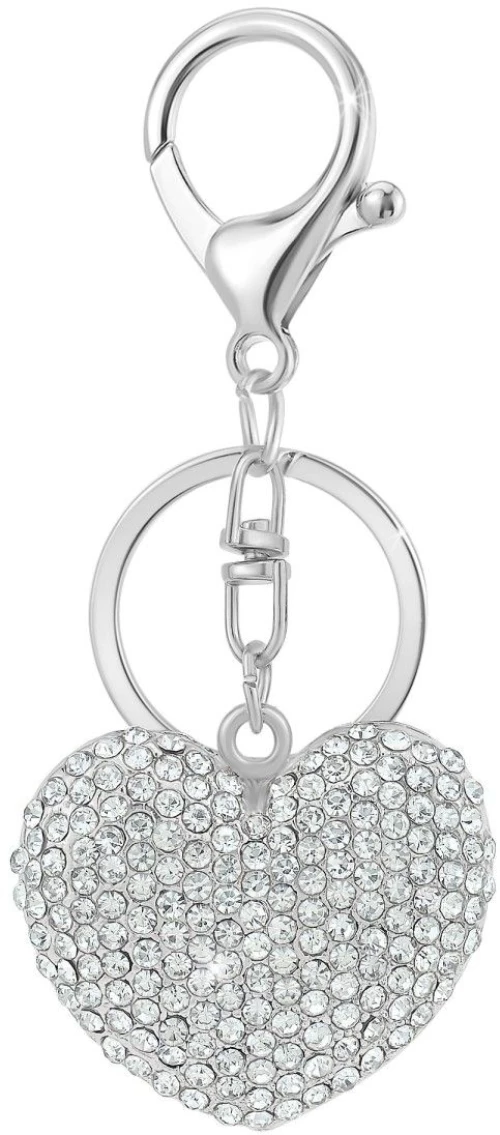 So Charm Μπρελόκ Καρδιά Bijou de Sac με Λαμπερούς Κρυστάλλους Swarovski, Ασημί B4366-ARGENT