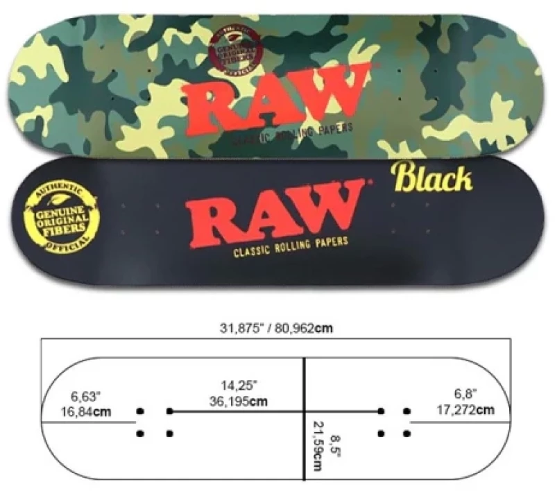 Raw Skateboard Camo + Black