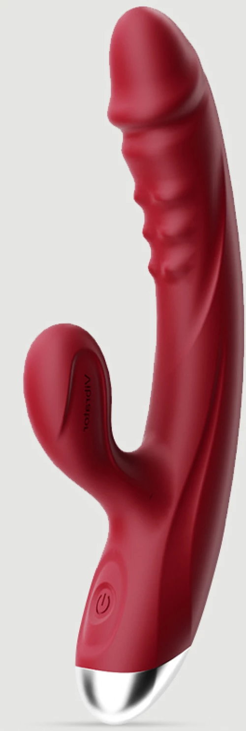 Κυρτός Rabbit Δονητής Σιλικόνης Με Κουκκίδες Dicky Dotted & Curved Silicone 10-Function Powerful Rabbit Vibrator - Κόκκινος