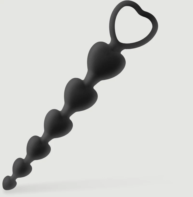 Πρωκτικές Χάντρες Σιλικόνης Anal Intruder Heart Shaped Silicone Anal Beads - Μαύρες