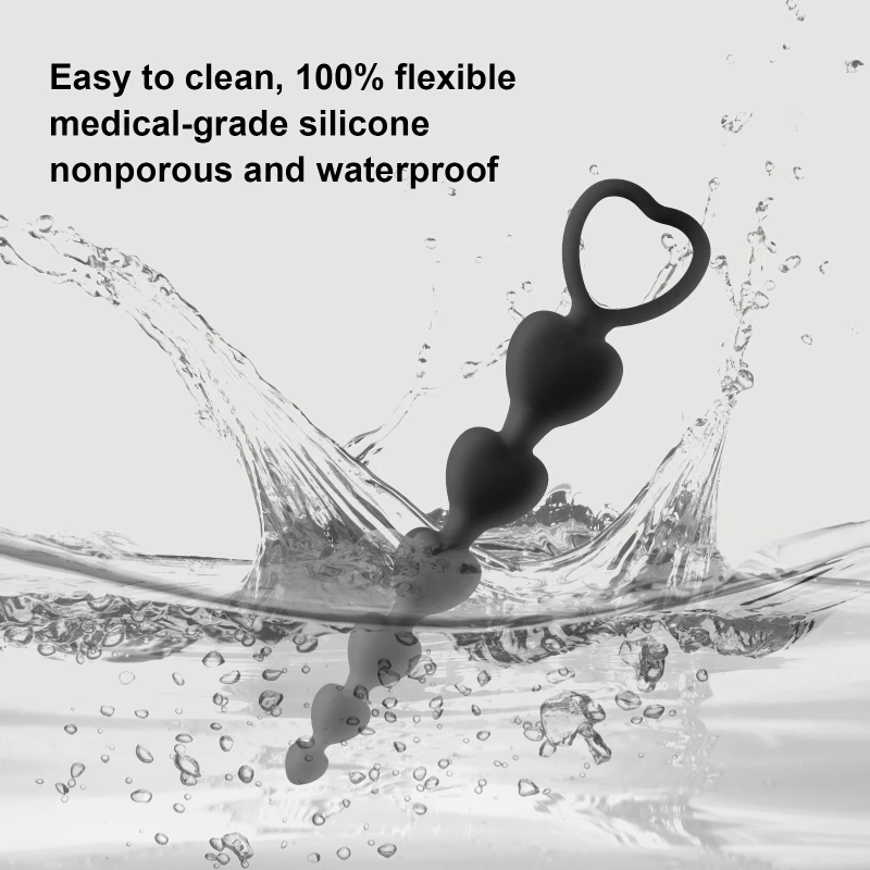 Πρωκτικές Χάντρες Σιλικόνης Anal Intruder Heart Shaped Silicone Anal Beads - Μαύρες