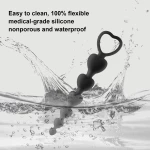 Πρωκτικές Χάντρες Σιλικόνης Anal Intruder Heart Shaped Silicone Anal Beads - Μαύρες
