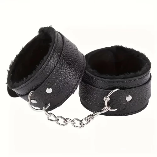 Δερμάτινες Χειροπέδες Fur Lined Μαύρες