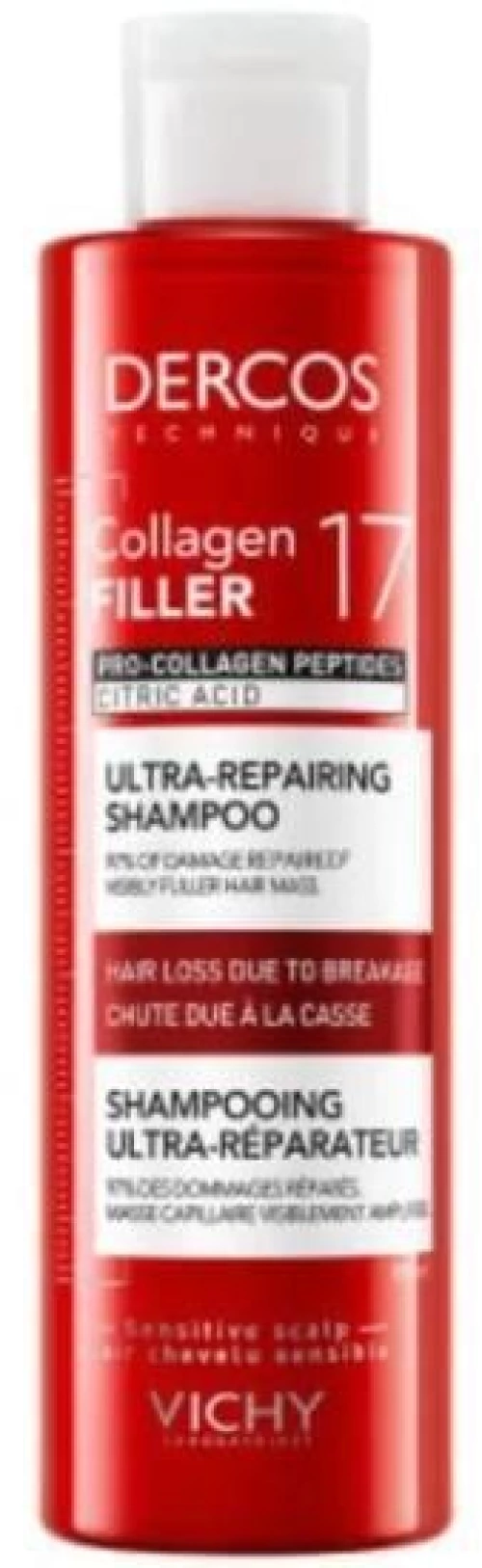 VICHY Collagen Filler 17 Ultra-Repairing Shampoo Επανορθωτικό Σαμπουάν Μαλλιών Κατά Του Σπασίματος, 200ml