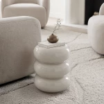Βοηθητικό τραπέζι Zoubi pakoworld MGO λευκό Φ35x43εκ