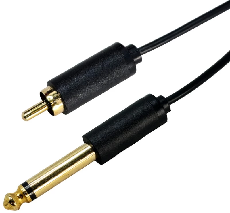 CABLETIME καλώδιο ήχου 6.35mm σε RCA AV323-11RCAG, 1.8m, μαύρο