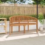 Παγκάκι με καμπυλωτή πλάτη από μασίφ ξύλο teak 151x62x86 εκ