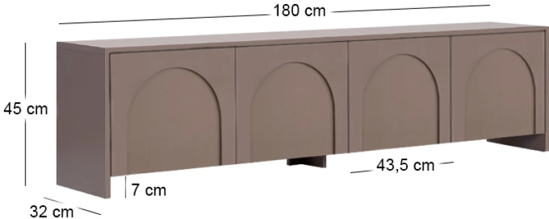 Έπιπλο τηλεόρασης Aurelia χρώμα μόκα 180x32x45εκ.