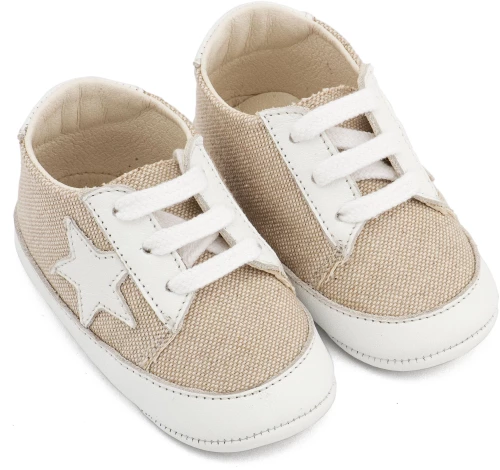 Babywalker Υφασμάτινο Δετό Sneaker  MI1135 Μπεζ Λευκό