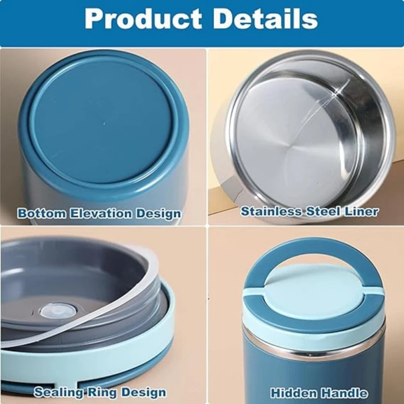 Navy Blue , Φαγητοδοχείο από Ανοξείδωτο Ατσάλι 630ml.- Queen Mother