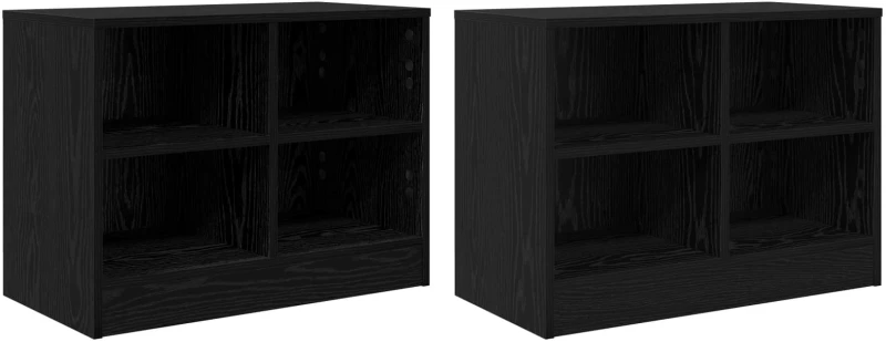 vidaXL Ντουλάπι κρεβατιού με ράφι 2 pcs Μαύρη Δρυς 66 x 33 x 48 εκ.