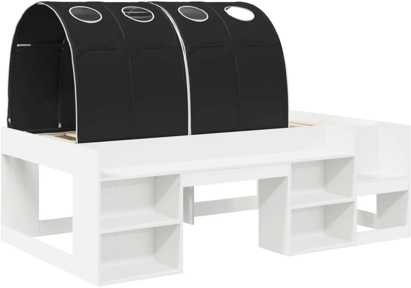 vidaXL Κρεβάτι με Τόνελ 3 pcs Λευκό και Μαύρο Επεξεργασμένο ξύλο