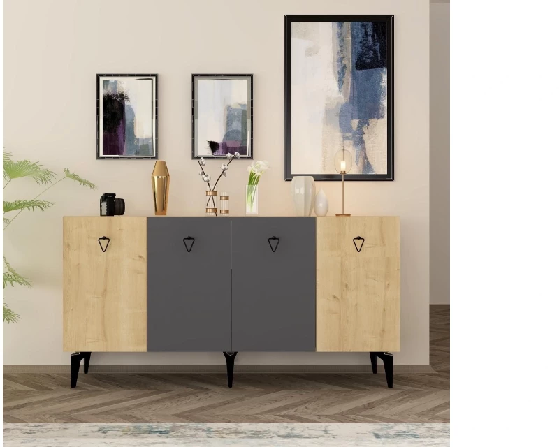 Stewehome Μπουφές Σαφίρ Δρυς Ανθρακί 150x40x79 cm