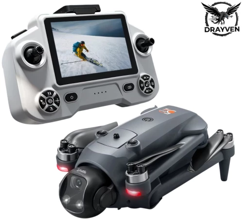Drayven YL059 – GPS Drone με Remote Control Screen 4.5", Λειτουργία Airdrop & Αισθητήρα Αποφυγής Εμποδίων Γκρι