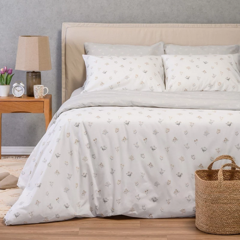 Παπλωματοθήκη Spring Light Grey Melinen Υπέρδιπλo 225x245cm 100% Βαμβάκι