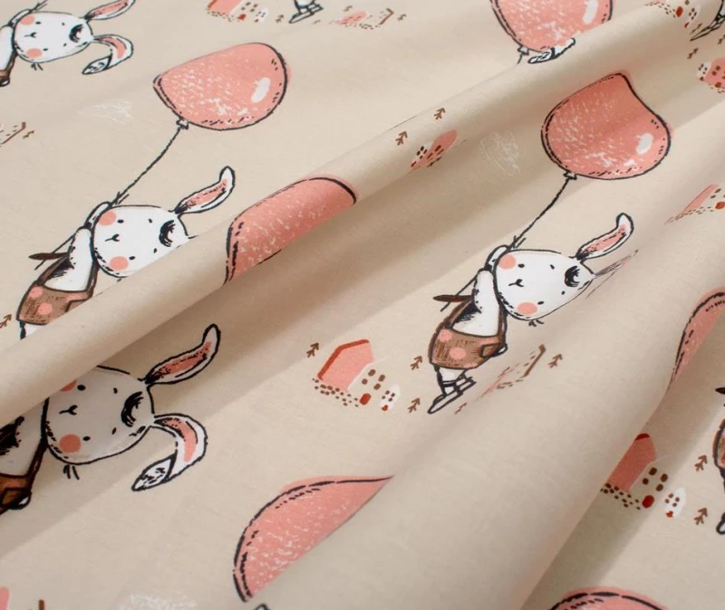 Σεντόνι Λίκνου (80x110) Floating Bunny 714 Beige-Salmon βαμβακερό DimCol