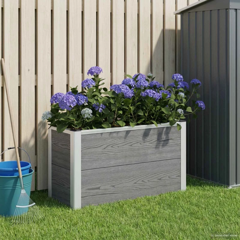 vidaXL Υπερυψωμένη Ζαρντινιέρα Γκρι 75 x 30 x 22 εκ WPC και Αλουμίνιο