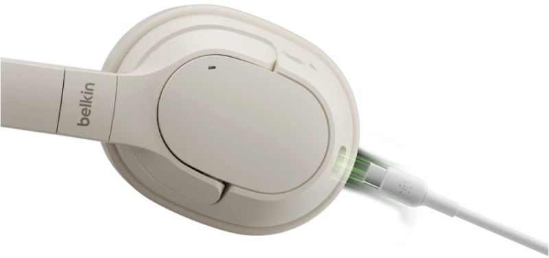 Belkin SoundForm Surround Ασύρματα / Ενσύρματα Over Ear Ακουστικά με Quick Charge - Λευκό
