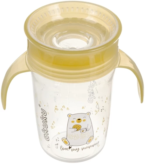 Εκπαιδευτικό Ποτηράκι 360° 240 ml με Χερούλια Yellow