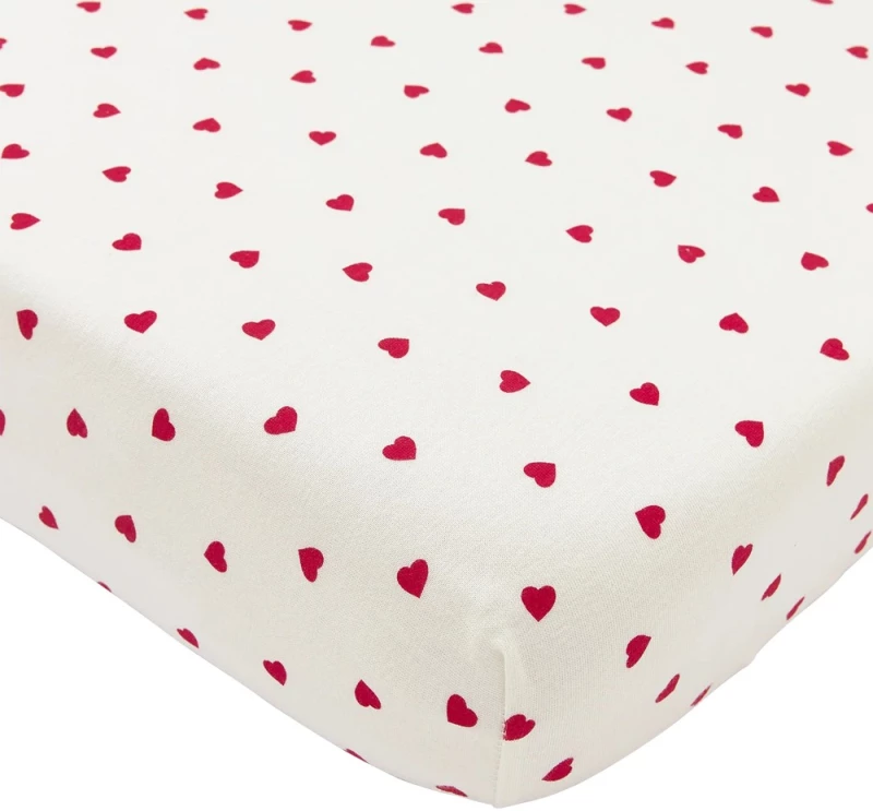 Meyco Σεντόνι με Λάστιχο Jersey Sweet Heart White/Red 70×140/150cm