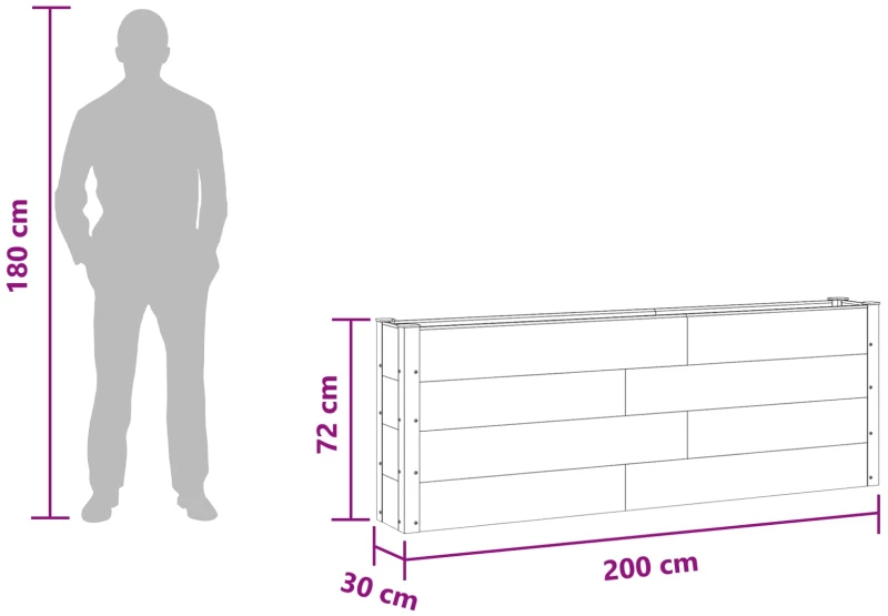 vidaXL Υπερυψωμένη Ζαρντινιέρα Καφέ 200 x 30 x 72 εκ WPC και Αλουμίνιο