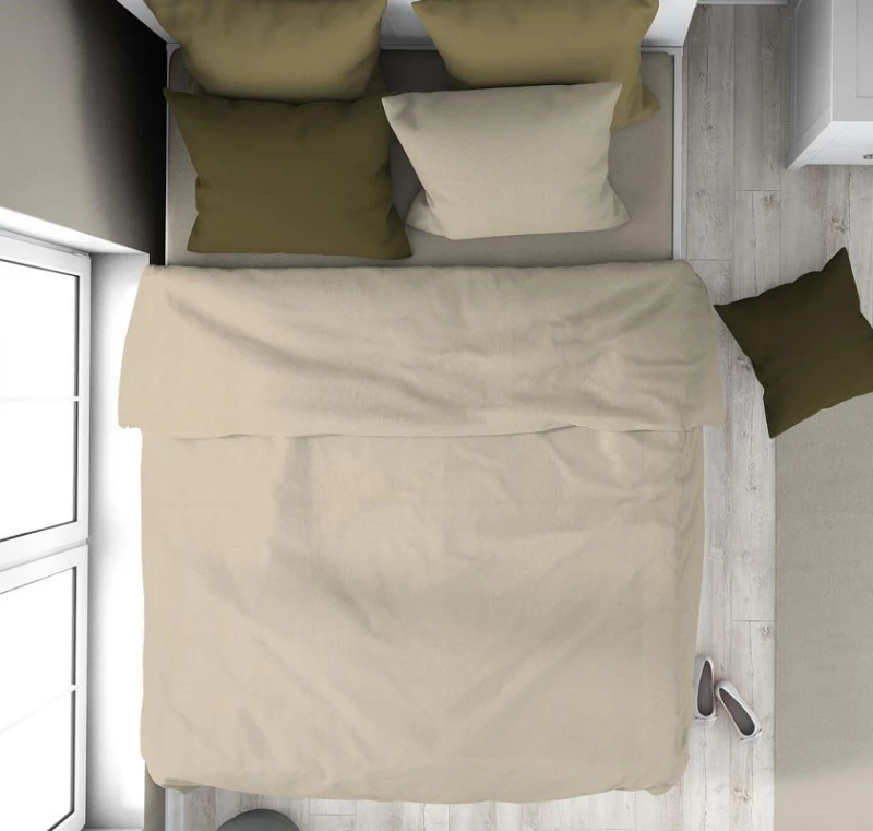 Σετ Σεντόνια Μονά 3τμχ (160x240) Solid 502 Beige βαμβακερά Dimcol