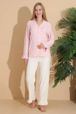 Πιτζάμα Γυναικεία Homewear Με Κουμπιά 6004 - ΡΟΖ