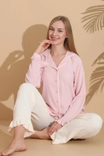 Πιτζάμα Γυναικεία Homewear Με Κουμπιά 6004 - ΡΟΖ