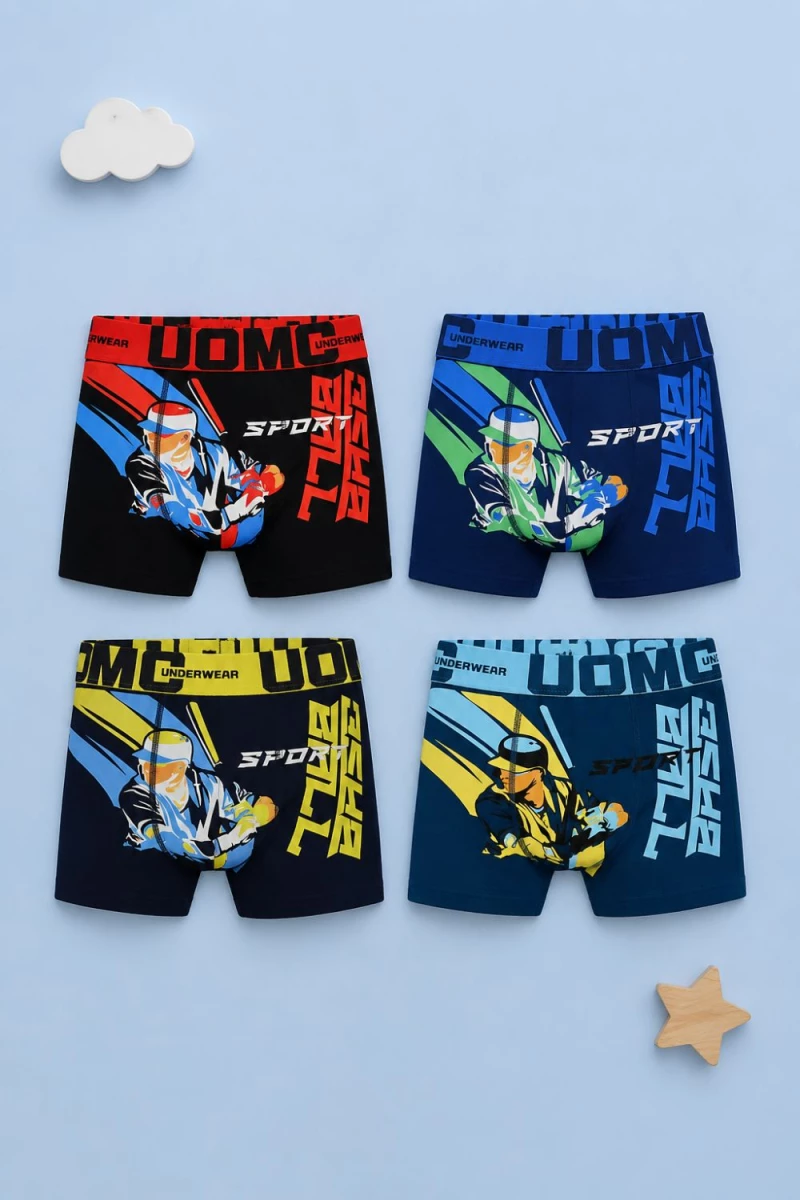 Παιδικά Βαμβακερά Boxer για Αγόρι 4Pack W0774 - ΠΟΛΥΧΡΩΜΟ