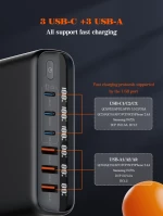 LDNIO σταθμός φόρτισης A6140C  3x USB-C/3x USB  140W  PD/QC  GaN  μαύρος