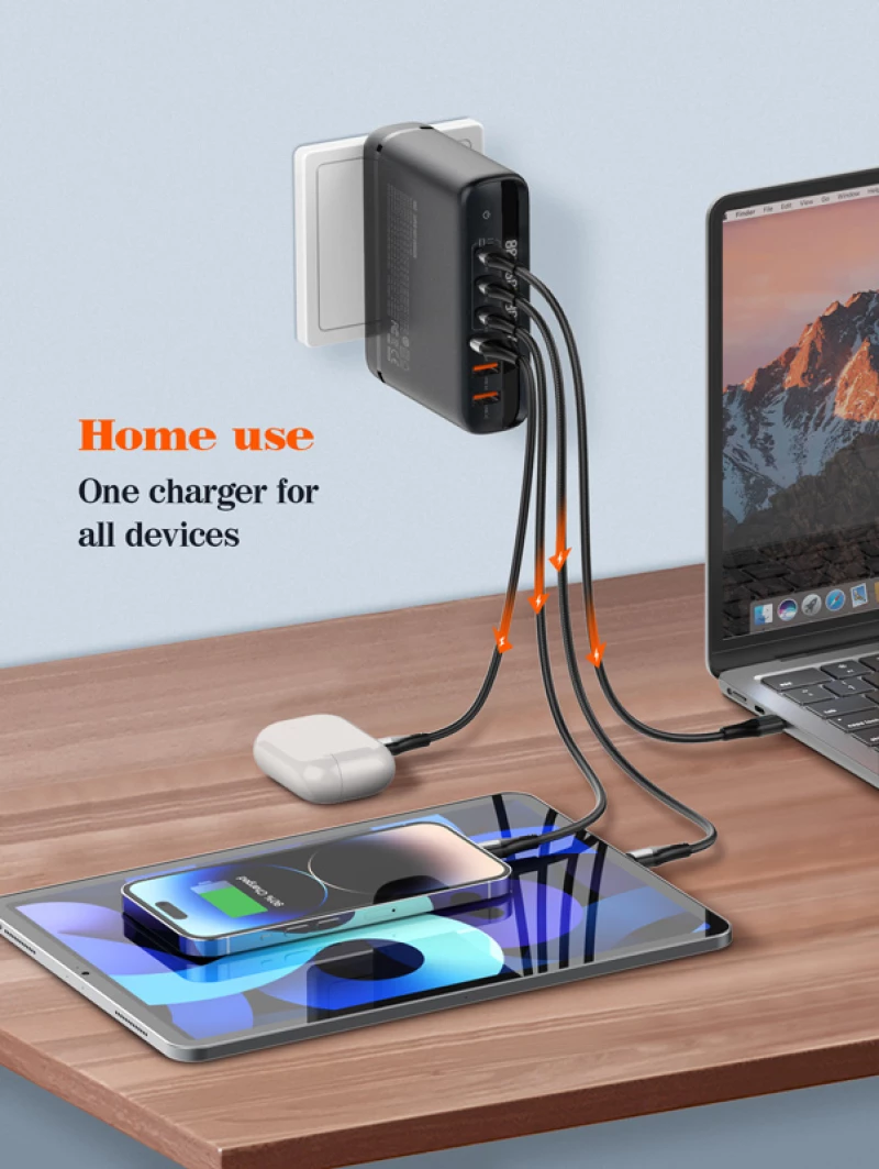 LDNIO σταθμός φόρτισης A6140C  3x USB-C/3x USB  140W  PD/QC  GaN  μαύρος