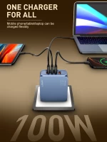 LDNIO φορτιστής τοίχου Q8 με καλώδιο USB-C  USB/Lightning/3x USB-C  GaN  100W  μπλε