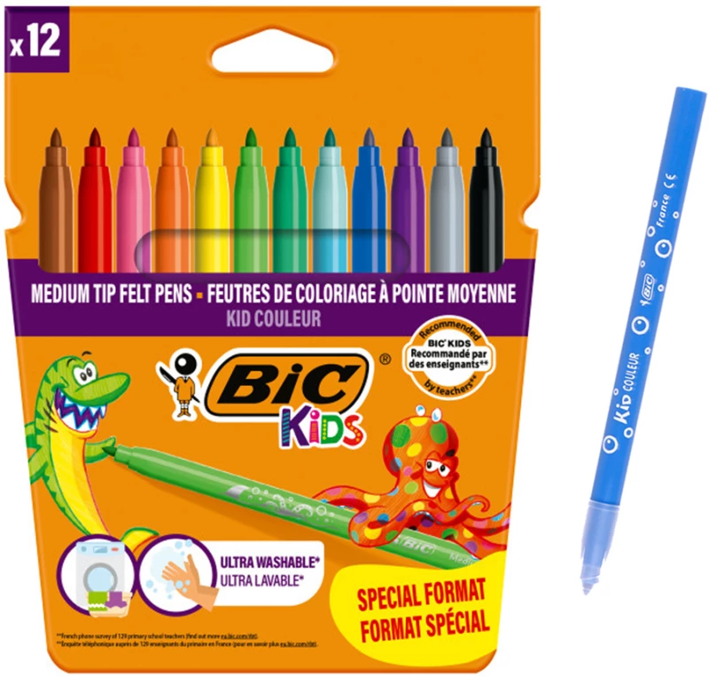BIC σετ χρωματιστών μαρκαδόρων ζωγραφικής 216010322 KID Couleur  12τμχ