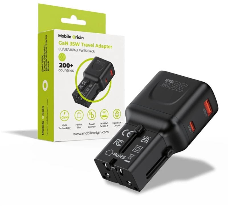 Mobile Origin 35W Travel Adapter EU/US/UK/AU PW25 black (MO-PW25-BLK)