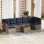 Σετ Καναπέ Κήπου με μαξιλάρι 8 pcs Γκρι συνθετικό ρατάν |3347675