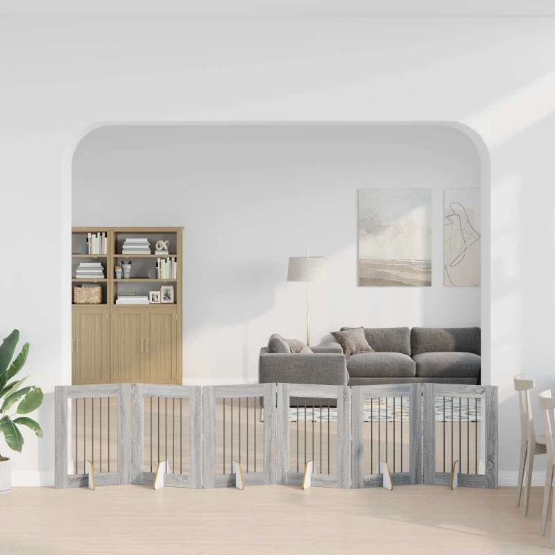 Πύλη Σκύλου με Στηρίγματα 6 pcs Γκρι Sonoma 60 x 80 cm |892106