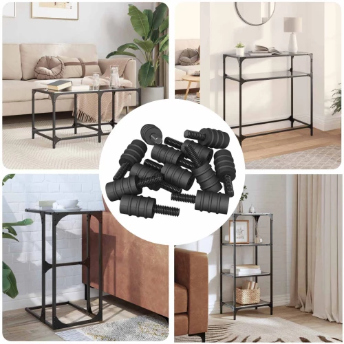 Βίδα Στήριξης 12 pcs Μαύρο M4 Καουτσούκ και Χάλυβας |865026