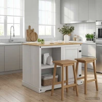 Καρότσι Κουζίνας 2 pcs Λευκό και Κερί Μελιού 112 x 77 x 91,5 cm |3425383