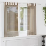 Κουρτίνες Voile με Θηλιές 2 τεμ. Ανοιχτό Καφέ 140x140 εκ. |4102311