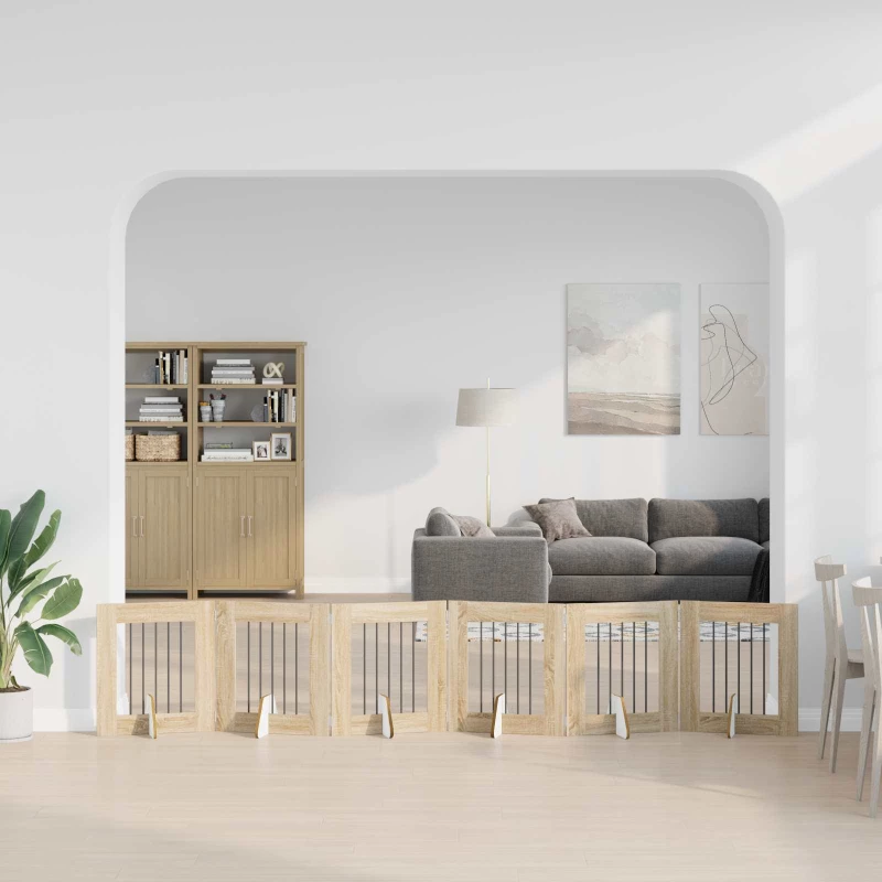 Πύλη Σκύλου με Στηρίγματα 6 pcs Sonoma Δρυς 60 x 60 cm |892158