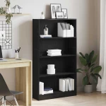 Βιβλιοθήκη 4 Επιπέδων Μαύρη Δρυς 80x24x143 εκ. από Τεχνητό Ξύλο |862002