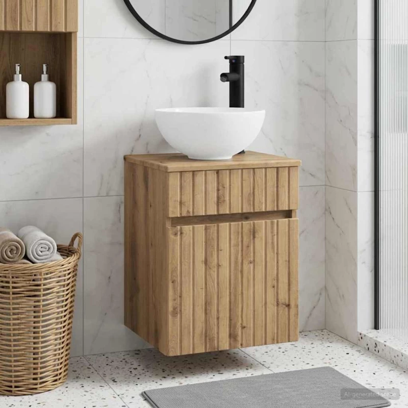 Επιτοίχιος νιπτήρας βανίλιας Artisan Δρυς 39 x 35 x 63 εκ |890551