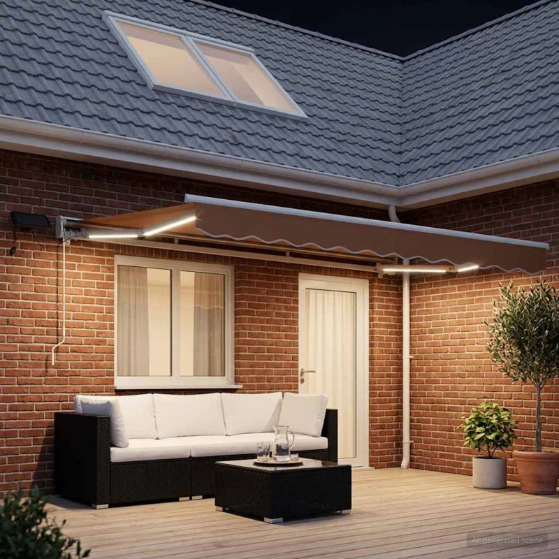 Χειροκίνητο πλαίσιο τέντας με LED Άμμος 4 x 3,5 μ |3426148