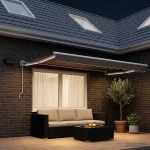 Χειροκίνητη αναδιπλούμενη τέντα με LED Taupe |3425966