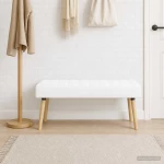 Πάγκος με Καναλεύματα Λευκό 110 x 40 x 46 cm Ύφασμα |42038498