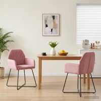Καρέκλες φαγητού 2 pcs Βελούδο Ροζ 55 x 50 x 84 εκ. |42034369